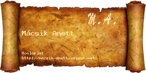 Mácsik Anett névjegykártya