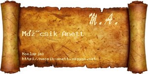Mácsik Anett névjegykártya