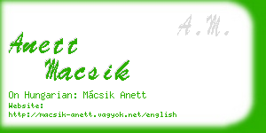 anett macsik business card