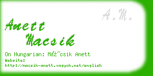 anett macsik business card